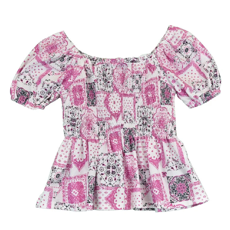 Retro Literary Style Girl's Cowgirl Hardware Blouse #435750-150-K