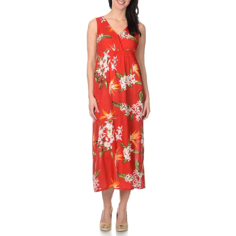New Autumn And Winter Styles La Cera Women's Cross-over Floral Maxi Dress