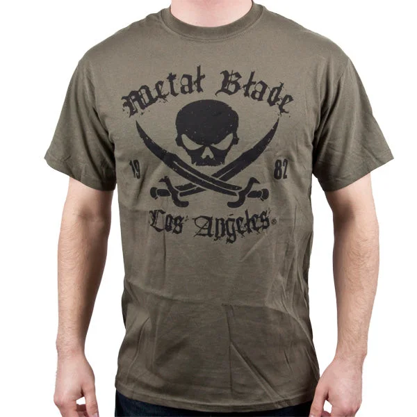 Relaxed Wear Metal Blade Records "Pirate Logo Black on Military Green" T-Shirt