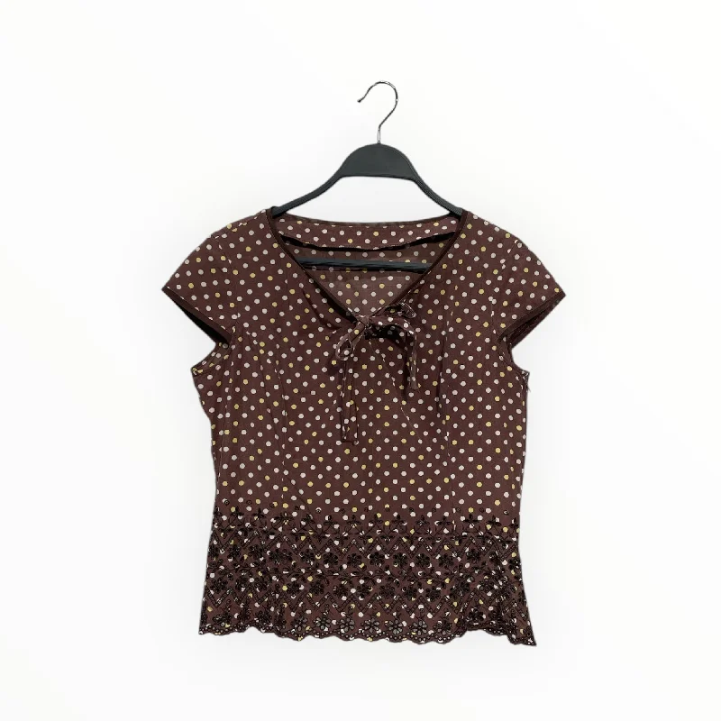 Carefree Style COURREGES/SS Cut & Sew/11/Polka dot/Cotton/BRW/FLOWER CUT OUTS