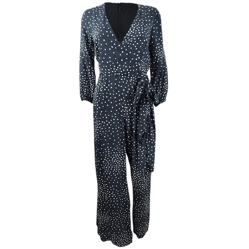 Soft Touch Taylor Women's Polka-Dot Surplice Jumpsuit