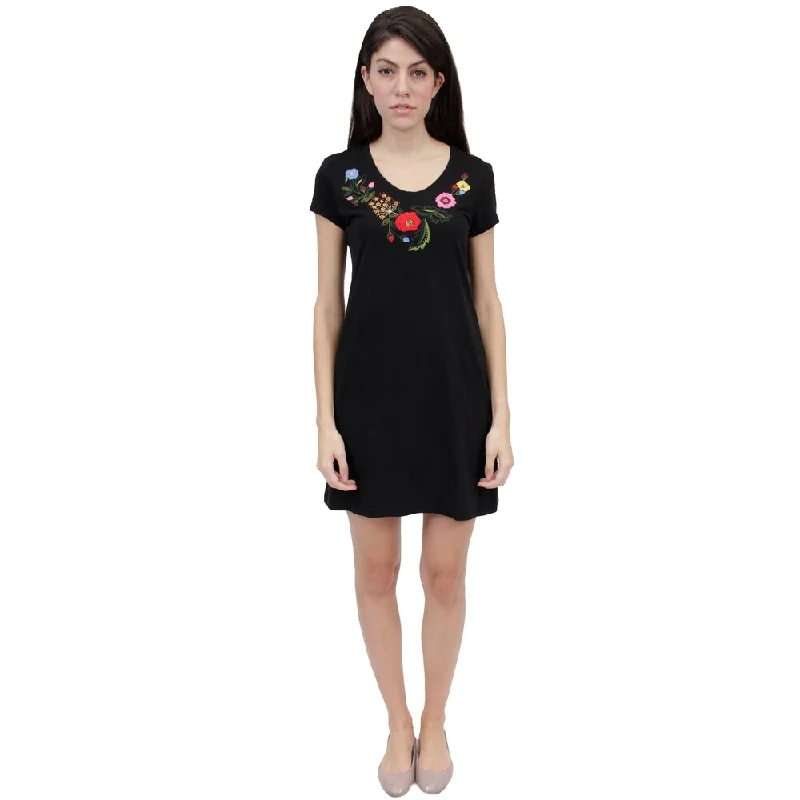 Fashion Design La Cera Women's Embroidered Knit Dress