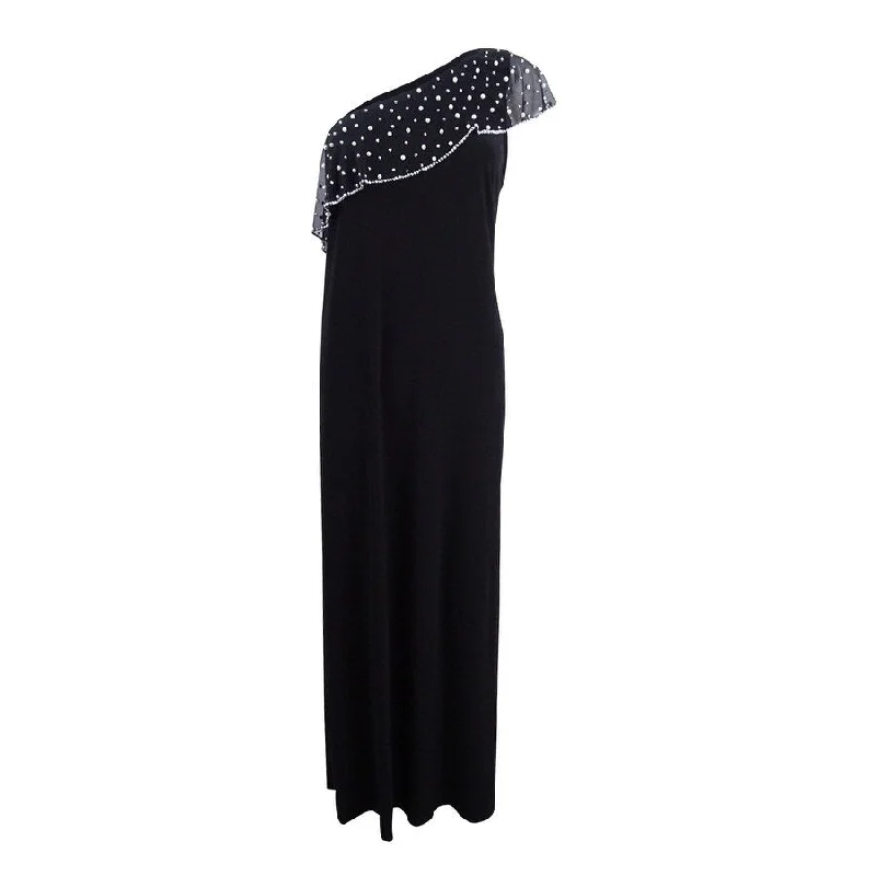Easy Chic MSK Women's Embellished One-Shoulder Gown