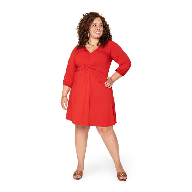 Street Personality Style Leota Curve Tanya Dress Solid Barbados Cherry