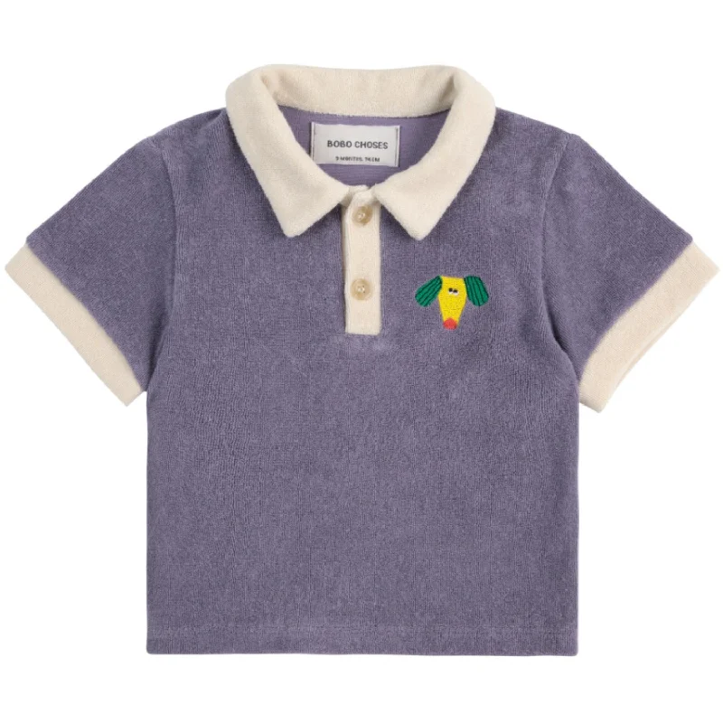 Celebrity Must-have Bobo Choses Navy Blue Happy Dog Terry Cloth Polo