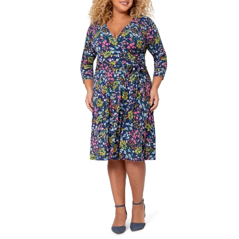 Printed pattern Leota Women's Faux Wrap Dress Blue Size 2X