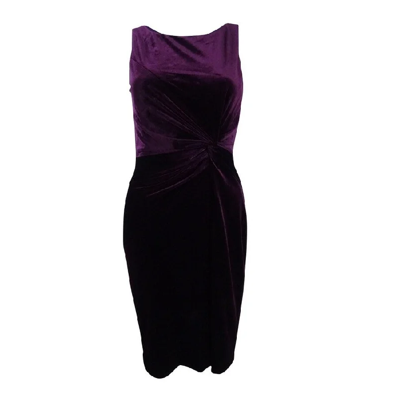 Fashion Trend Calvin Klein Women's Velvet Twist-Knot V-Back Dress (12, Aubergine)