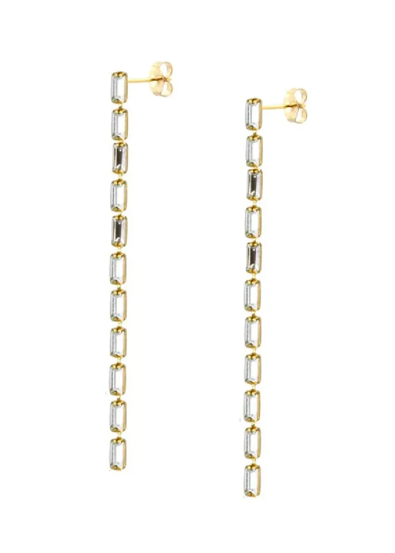 Effortless Style Kitten Rhinestone Chain Duster Earrings