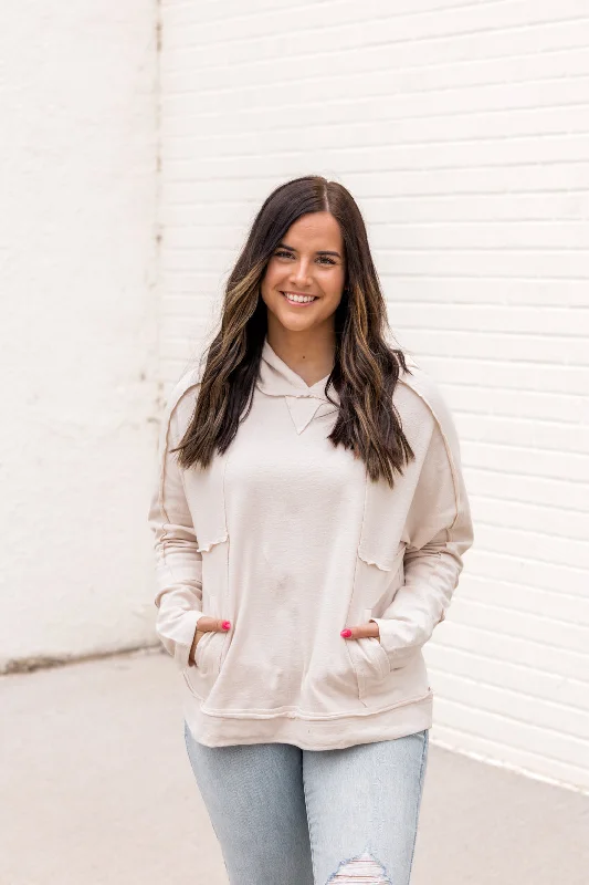 Effortless Wear Kiara Raw Edge Hoodie | Oatmeal
