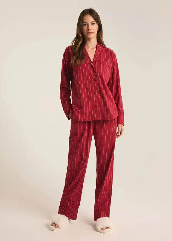 Personalized Design Dreamer Stripe Jammies Set - Red Dahlia