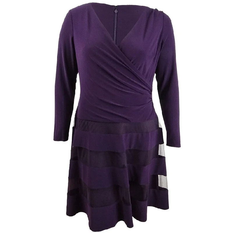 Fashionable In The Times Lauren Ralph Lauren Women's Tulle-Trim Jersey Dress (18, Purple)