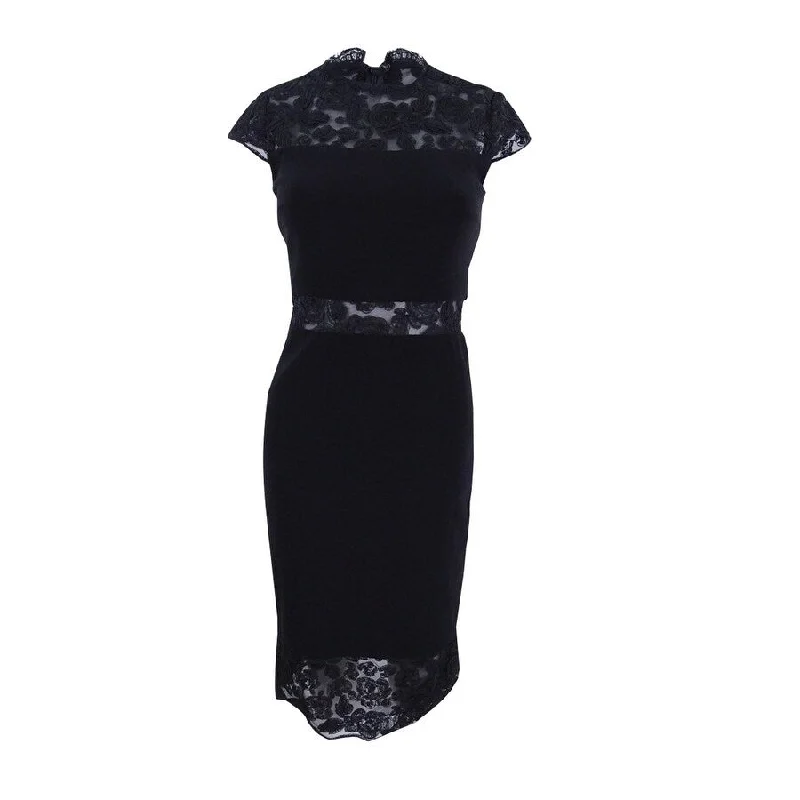 Retro Literary Style Betsy & Adam Women's Sleeveless Embroidered Dress (2, Black)