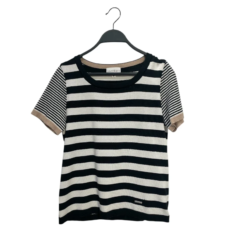 Fashionable Ease Courreges/T-Shirt/40/Stripe/Cotton/BLK/SMALLER STRIPES ON SLEEVE