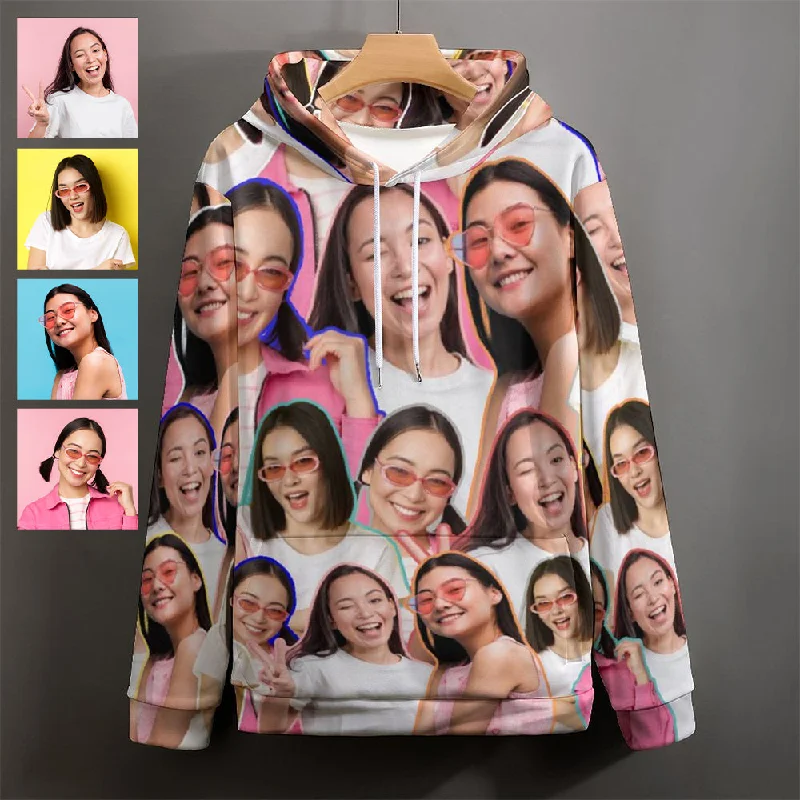 Sweet Style Custom Photo Outline Unisex Hoodie Personalized Photo Unisex Loose Pullover Hoodie