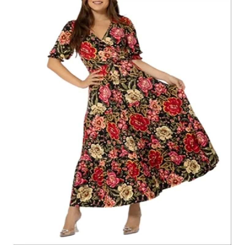 Wandering freely Leota Women's Marlo Faux Wrap Jersey Maxi Dress Red Size Small