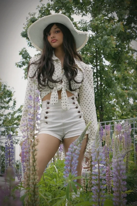 Celebrity Picks Sally Sailor Shorts - Cream Denim