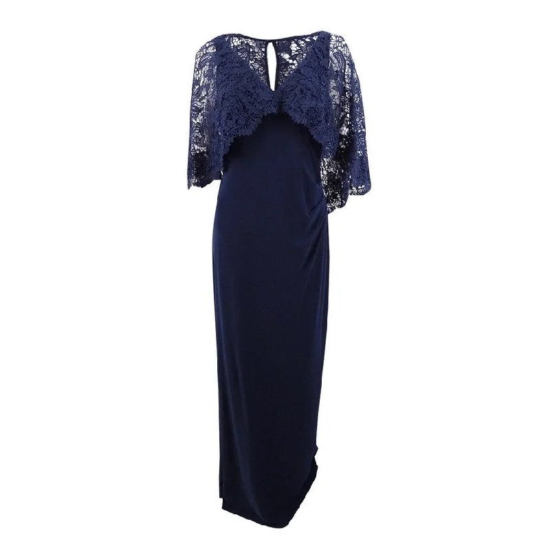 Simple Style Lauren by Ralph Lauren Women's Lace-Overlay Jersey Gown