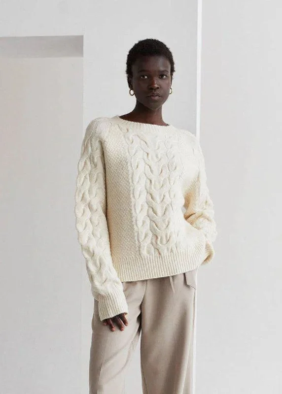 Sports Style Joie Cable Knit Sweater - Pearl