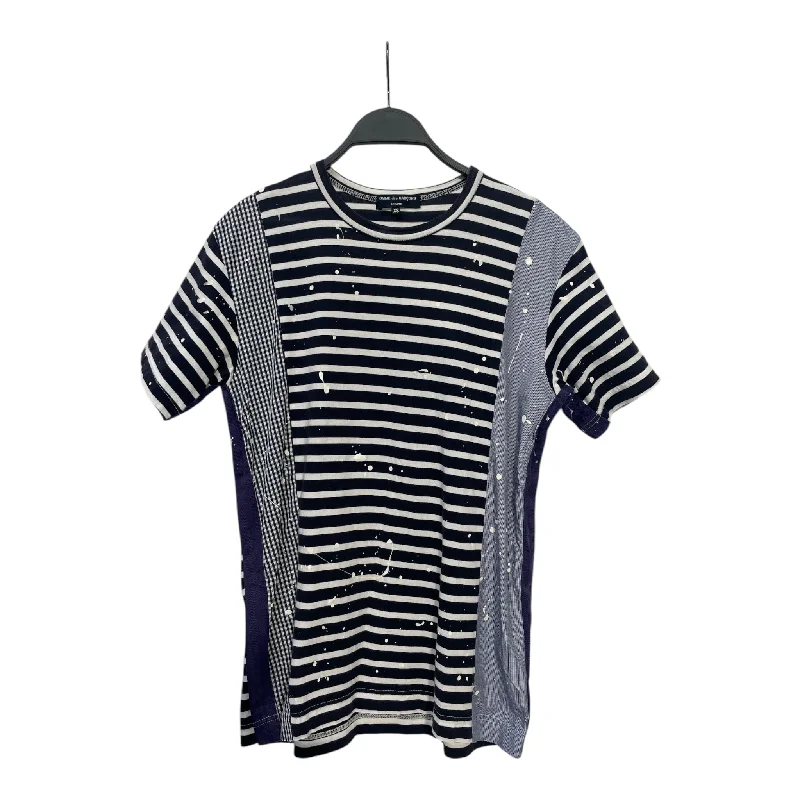 Fashion Must-have COMME des GARCONS HOMME/T-Shirt/XS/Navy/Cotton/Border/HI-T047