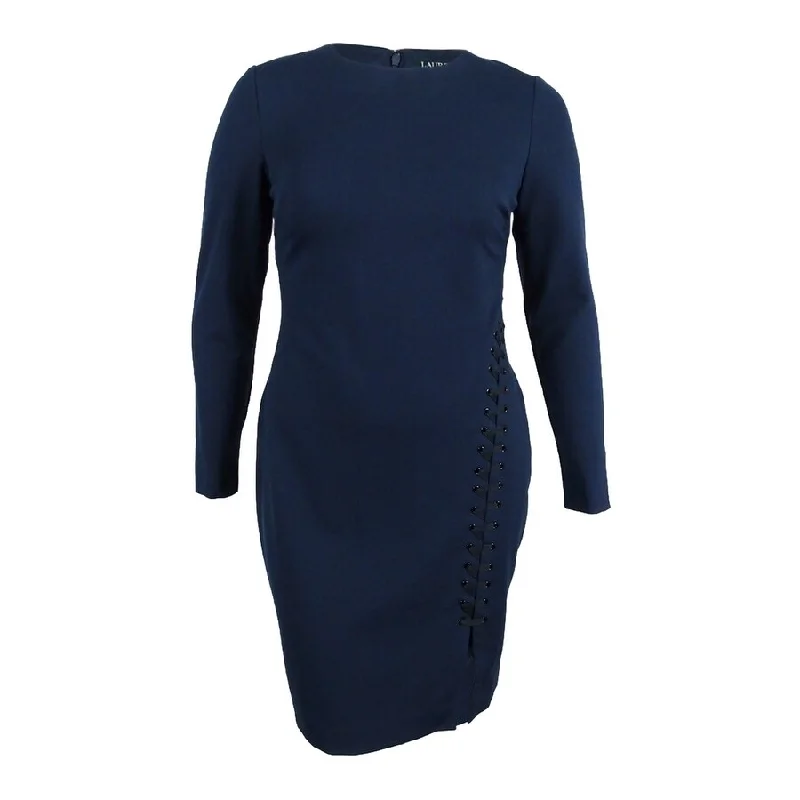 Retro Fashion Lauren Ralph Lauren Women's Lace-Up Side Slit Dress