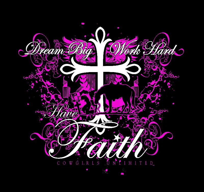 Soft And Comfortable Women's Cowgirls Unlimited Have Faith T-Shirt #CH-1862