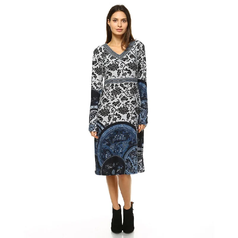 Goddess Outfit White Mark Women's Naarah Embroidered Sweater Dress