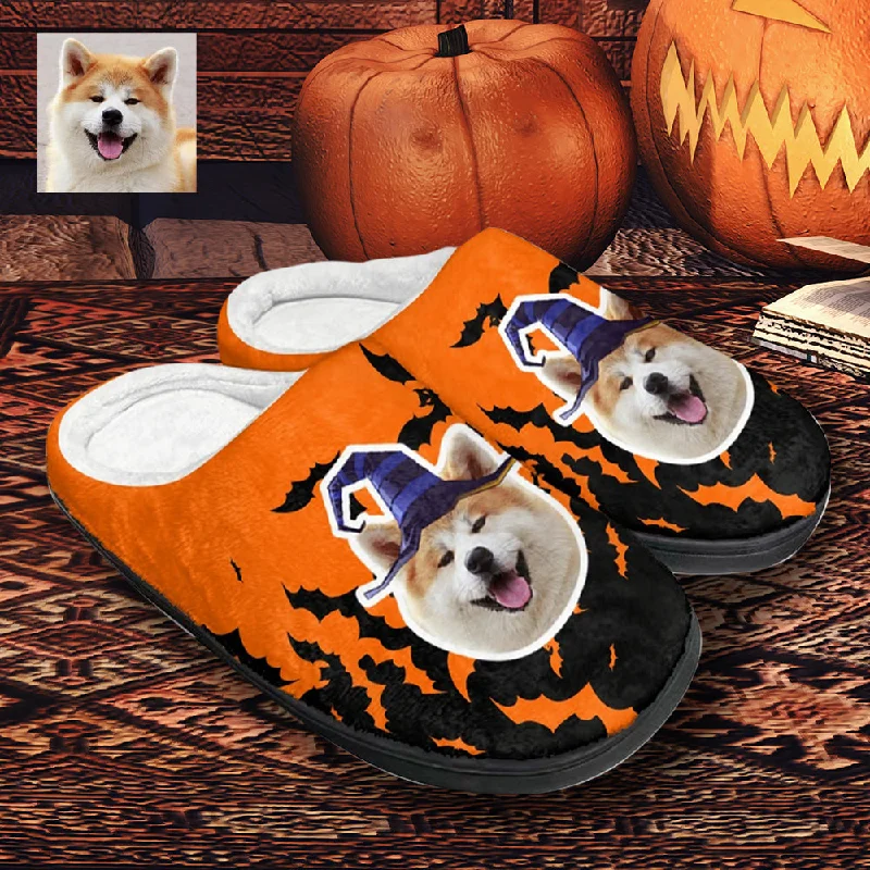 Minimal Comfort Halloween Custom Face Witch Hat Cotton Slippers For Adult&Kids Personalized Non-Slip Slippers Warm House Shoes