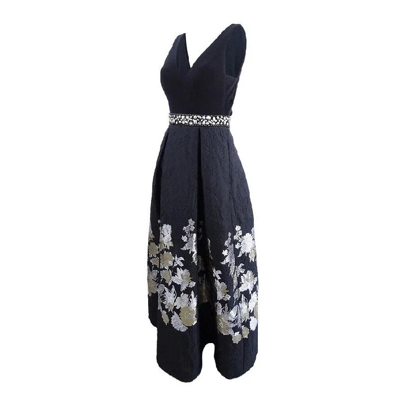 Effortless Elegance Betsy & Adam Women's Floral-Print Fit & Flare Gown