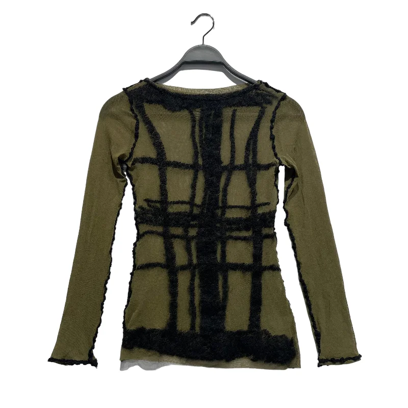 Practical Style Jean Paul GAULTIER FEMME/LS T-Shirt/S/Plaid/Polyester/GRN/1990 MOHAIR STICHED MESH TOP