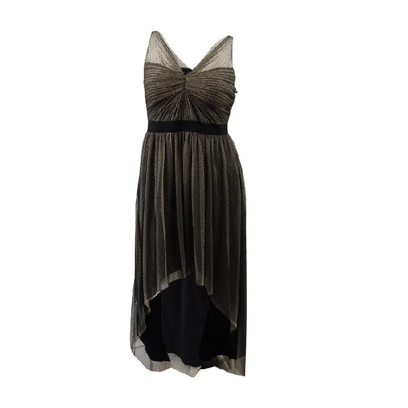 Retro Stripes Adrianna Papell Women's Glitter Tulle High-Low Gown