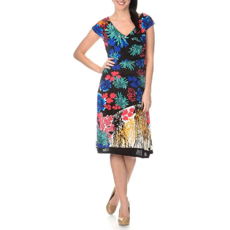Fashion Innovation La Cera Women's Multi Print Cross-over Front Dress