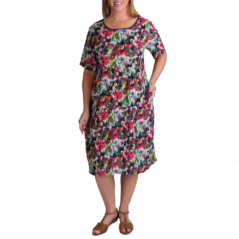 Classic La Cera Women's Plus Abstract Floral Print Dress