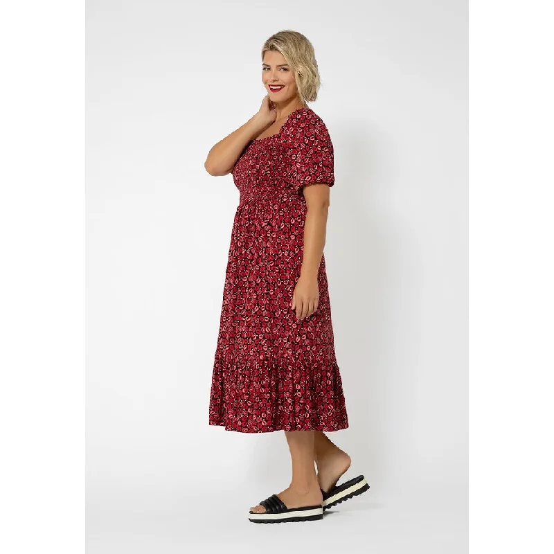 Celebrity Style Leota Women's Kelly Ruffle Hem Dress Red