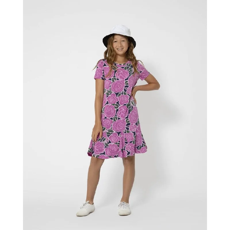 Creative Style Leota Child Girl's Flowy Ruffled Serenity Dress Purple Size Medium