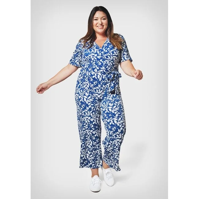 Black And White Style Leota Women's Kayla In Two Tone Floral Jumpsuit Blue
