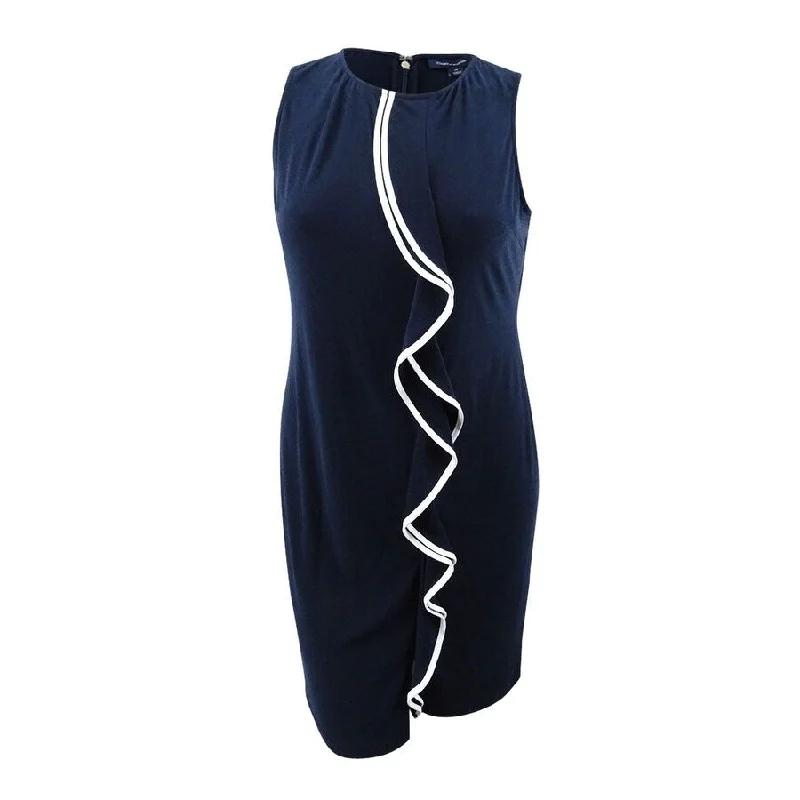 Fresh Wear Tommy Hilfiger Women's Sleeveless Ruffle Dress (14, Sky Captain)