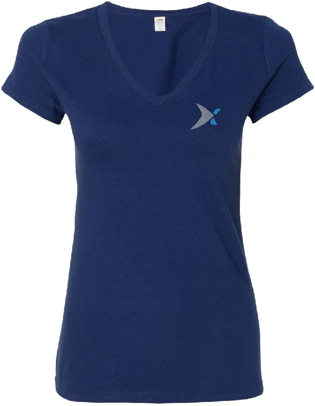 Ethnic Style Fruit of the Loom Sofspun Ladies V-Neck T-Shirt