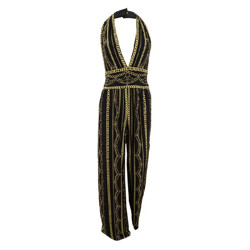 Soft Fabrics Sho Women's Plunging Chain-Print Jumpsuit