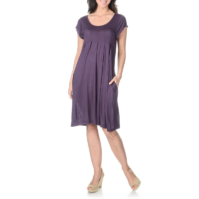 Sexy Fun La Cera Women's Short-sleeve Inverted Pleat Knit Dress