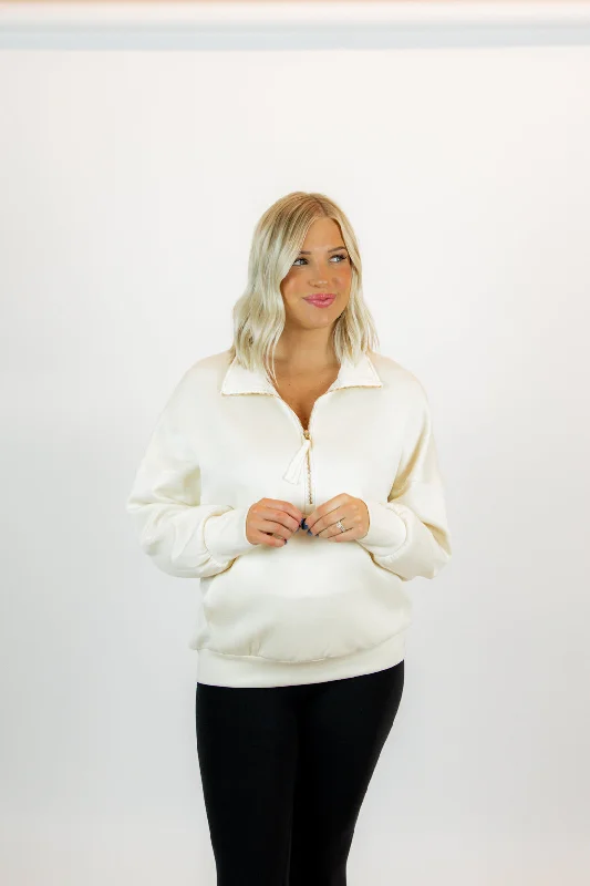 Bright Colors Kennedy Zip Up Pullover | Eggshell