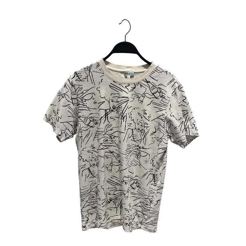 KENZO/T-Shirt/S/All Over Print/Cotton/WHT/all over print drawing tee