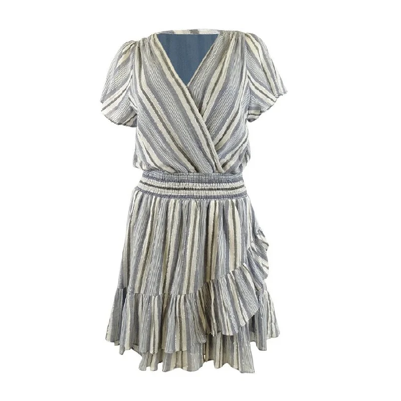 Exquisite Details MICHAEL Michael Kors Women's Short Sleeve Wrap Dress (XL, Dark Chambrey)