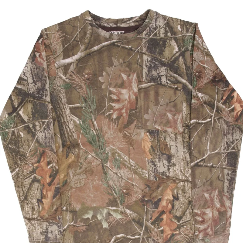 VINTAGE HUNTING STREET LEGAL CAMO LONG SLEEVE POCKET TEE SHIRT SIZE SMALL