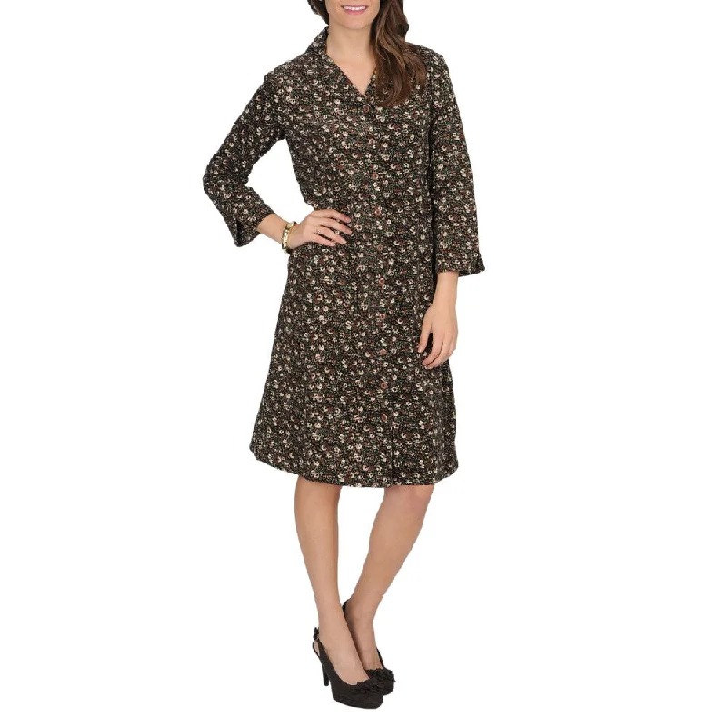 New Season Series La Cera Women's Floral Print Corduroy Dress