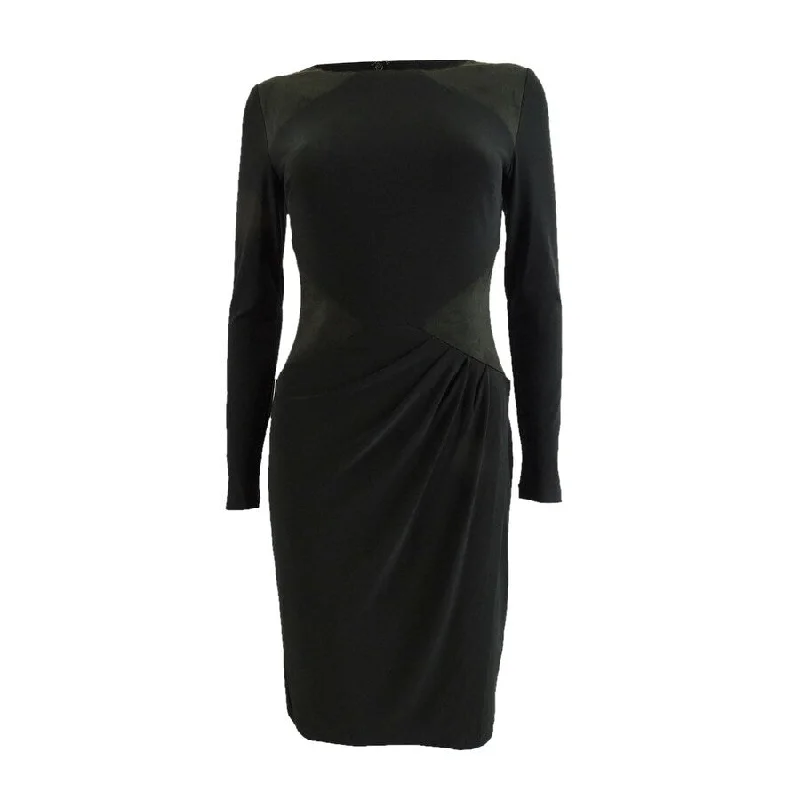 Personalized Wear Lauren Ralph Lauren Women's Ruched Front Sheath Dress (0, Black)