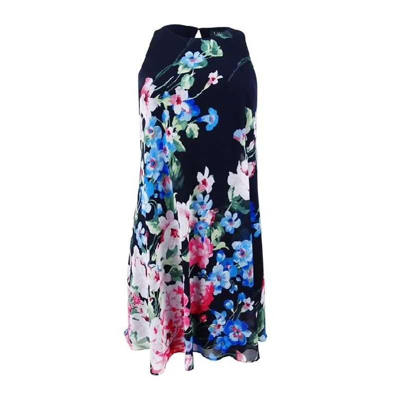 Casual Comfort Lauren by Ralph Lauren Women's Georgette Floral-Print Dress