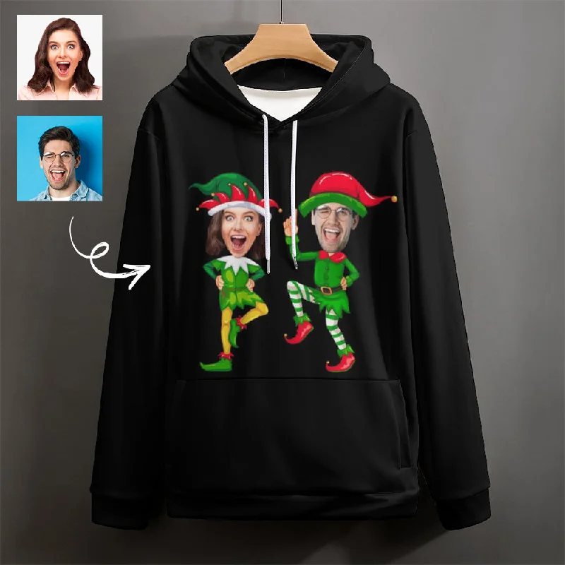 High-end Design Custom Face Christmas Unisex Hoodie Personalized Photo Loose Pullover Hoodie