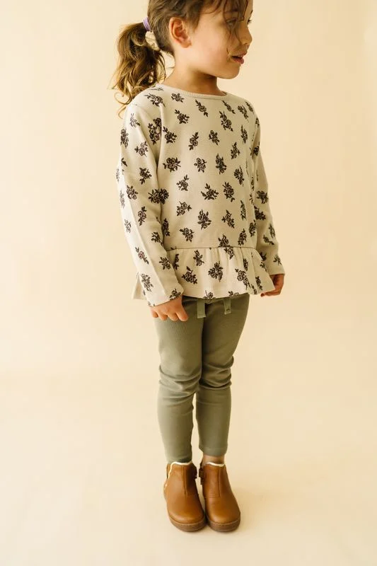 Youthful Street Fashion Organic Peplum Top & Leggings Set | Posy