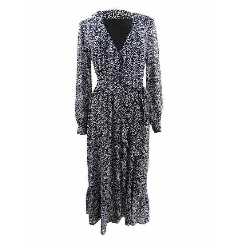 Unique Fashion MICHAEL Michael Kors Women's Micro Giraffe-Print Midi Dress (XS, Black/White)