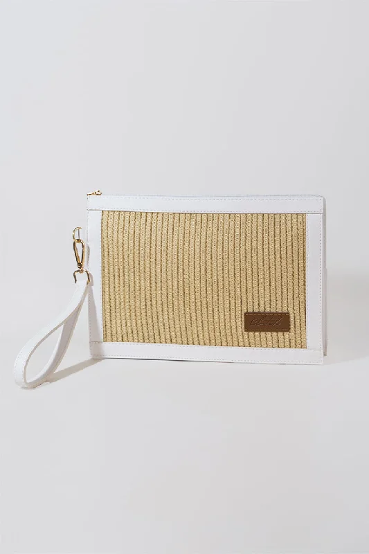 Summer Selection DUBAI RAFIA CLUTCH - WHITE